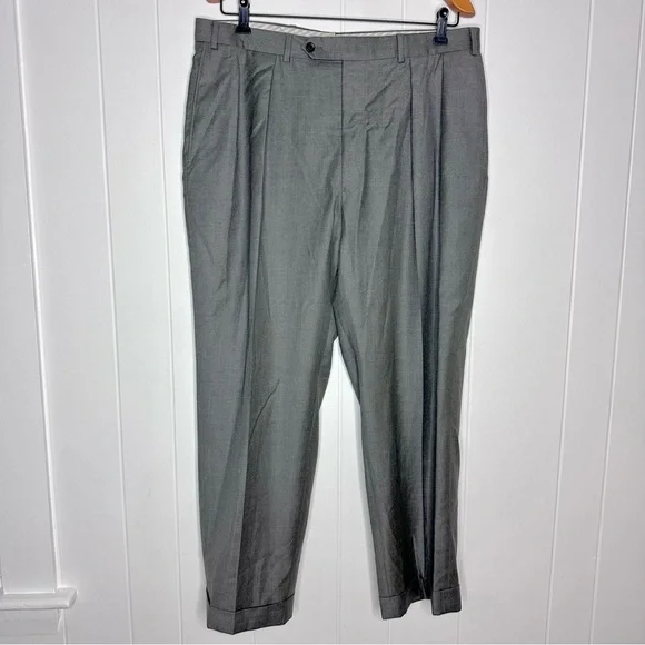 Samuelsohn Comfort Waist Super 110’s Pleated Wool Dress Pants - Picture 1 of 12